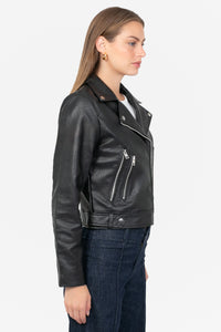 Locket Vegan Leather Crop Moto Jacket