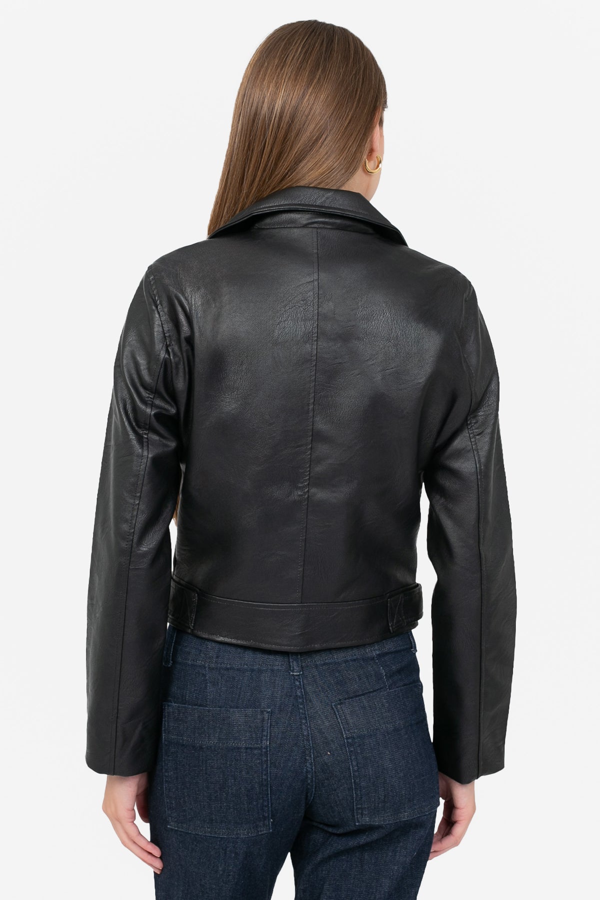 Locket Vegan Leather Crop Moto Jacket