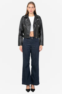Locket Vegan Leather Crop Moto Jacket