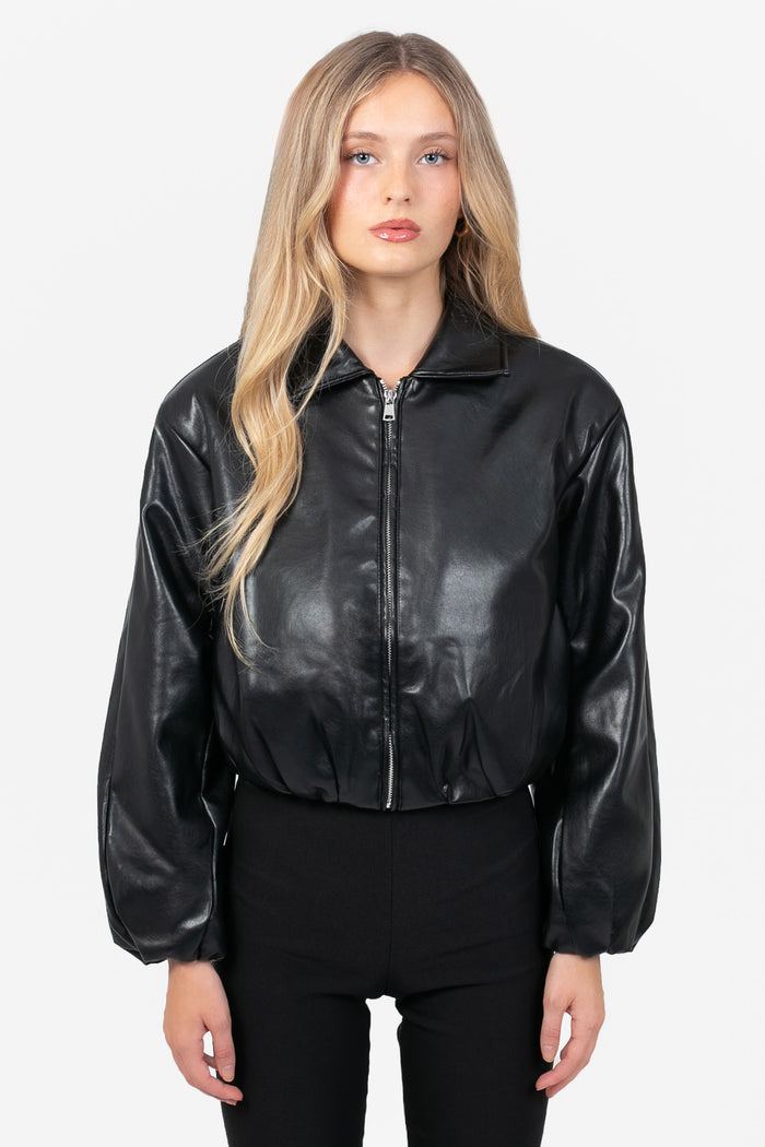 Luca Collared Faux Leather Jacket