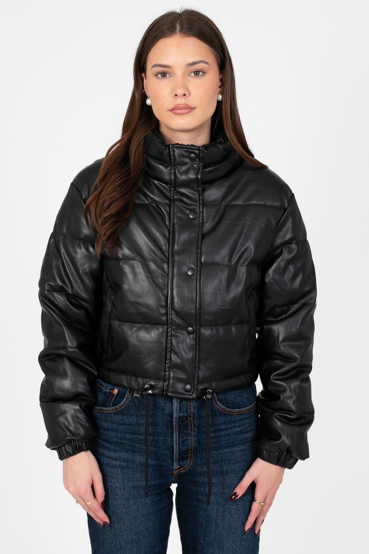 Meilani Vegan Leather Cropped Jacket - honey
