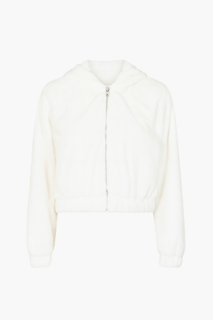 Alethea Hooded Faux Fur Bomber Jacket - honey