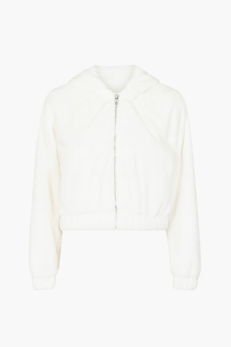 Alethea Hooded Faux Fur Bomber Jacket - honey