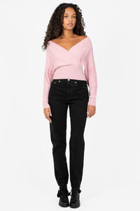 Elena Wrap Front Ribbed Sweater - honey