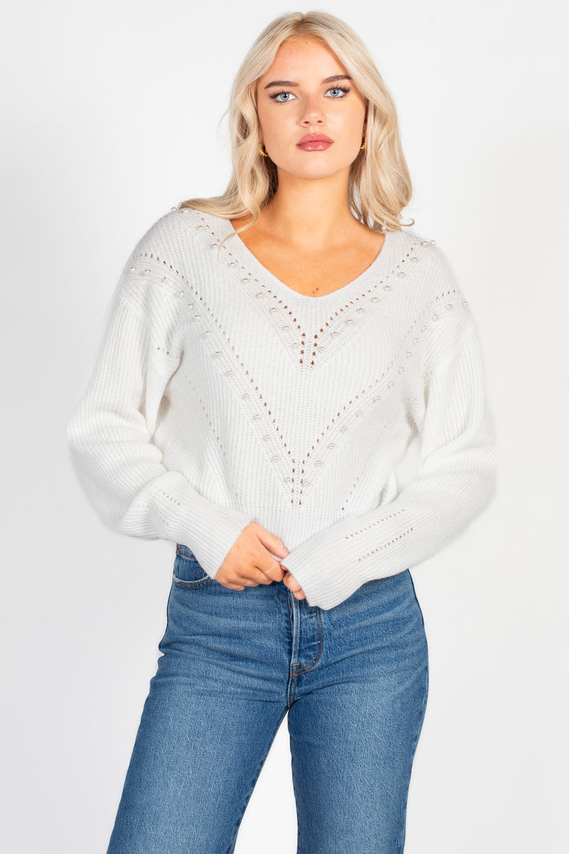 Celeste Pearl Knit Sweater