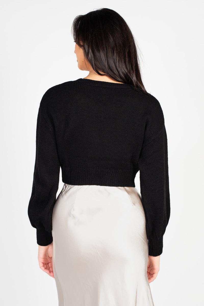 Twinkle & Pearls Embellished Cropped Sweater