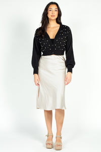 Twinkle & Pearls Embellished Cropped Sweater