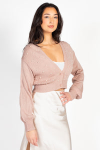 Twinkle & Pearls Embellished Cropped Sweater