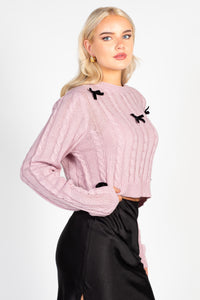 Emmeline Cable Knit Bow Sweater