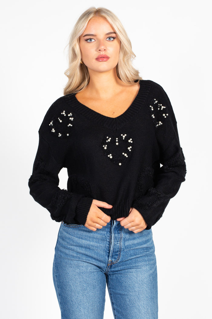 Amelia Heart Pearl Sweater