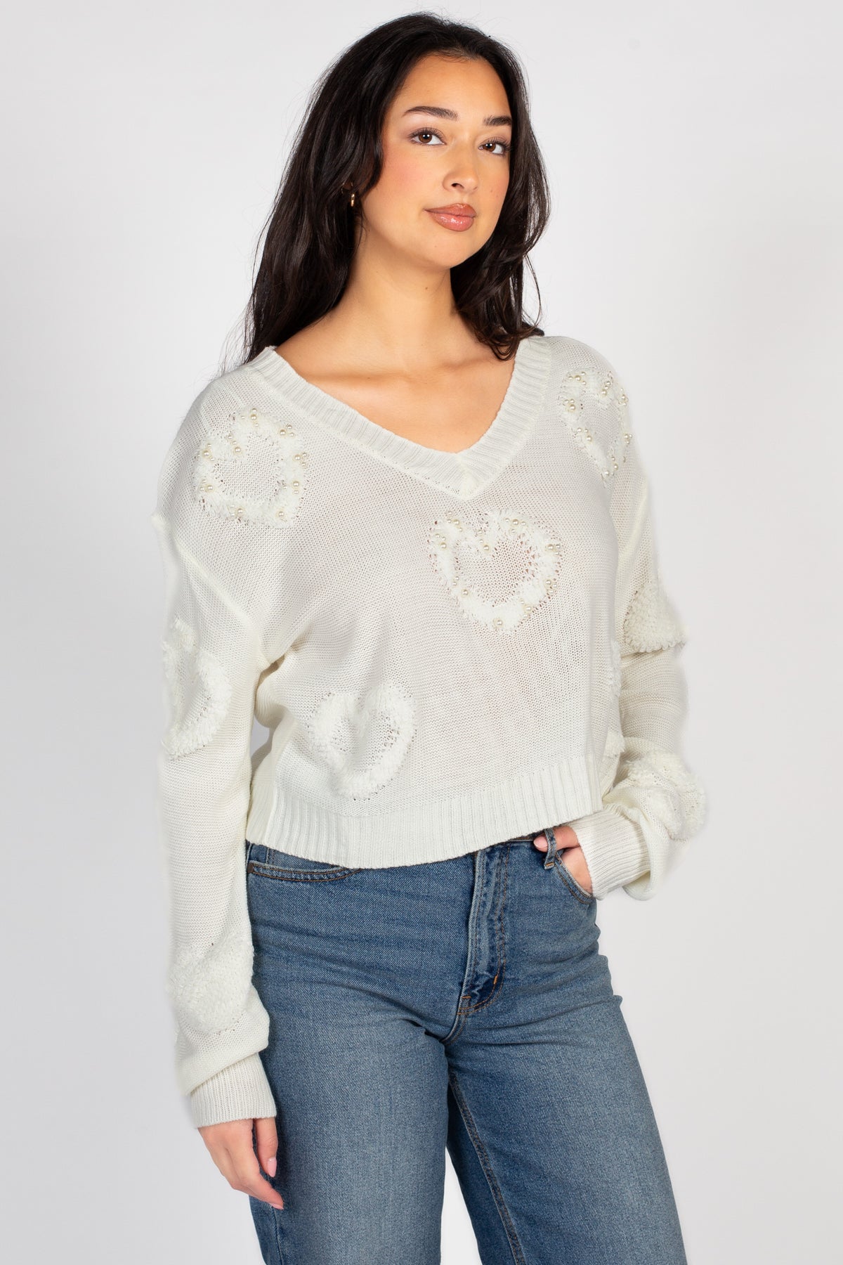 Amelia Heart Pearl Sweater