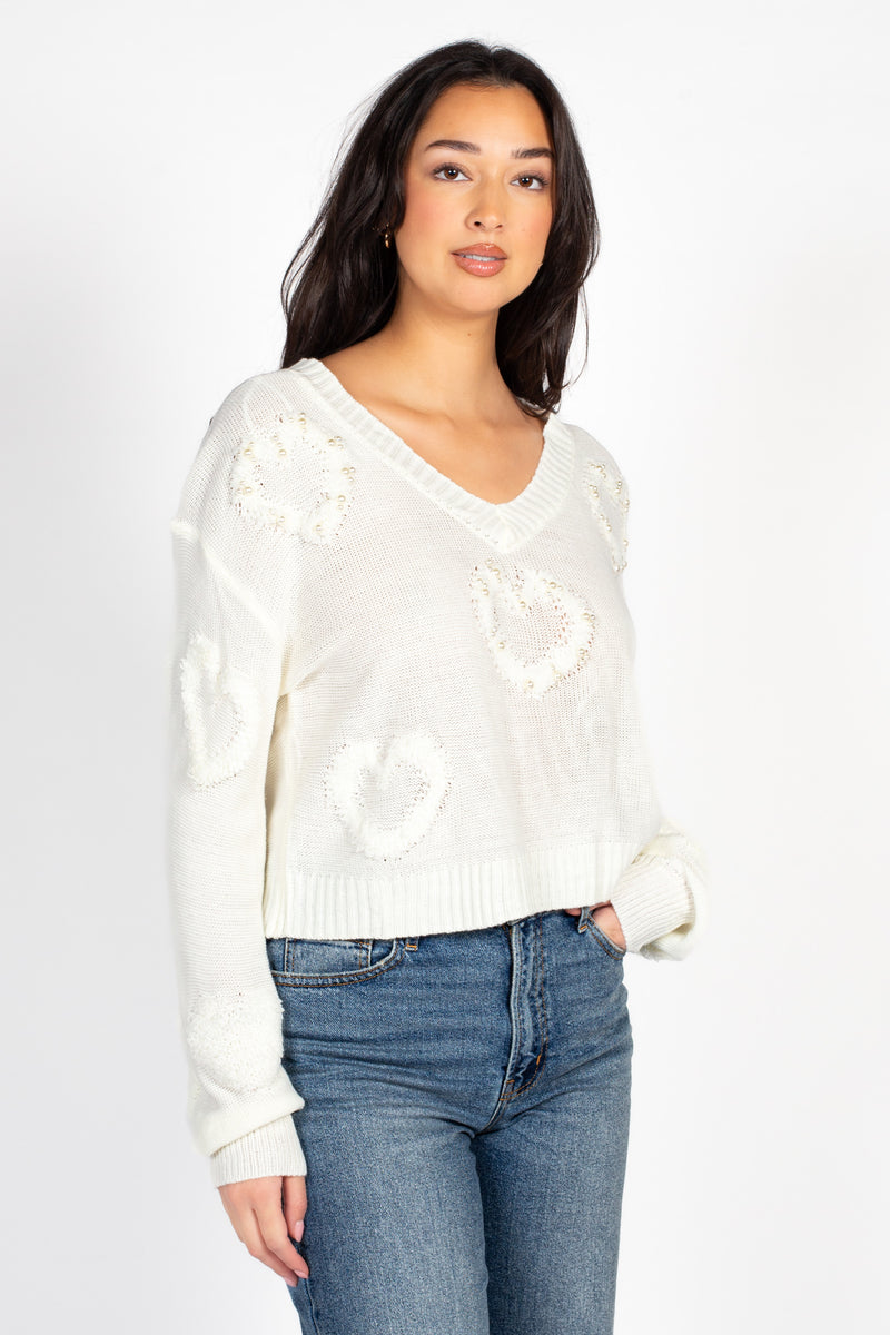 Amelia Heart Pearl Sweater