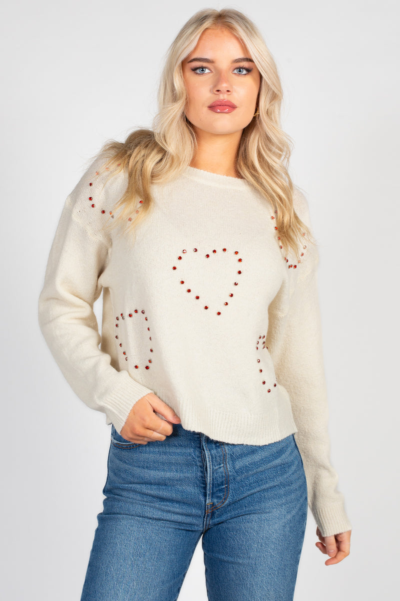 Ava Heart Jewel Sweater