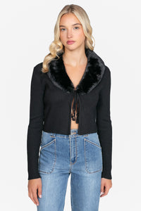 Megan Faux Fur Collared Cardigan