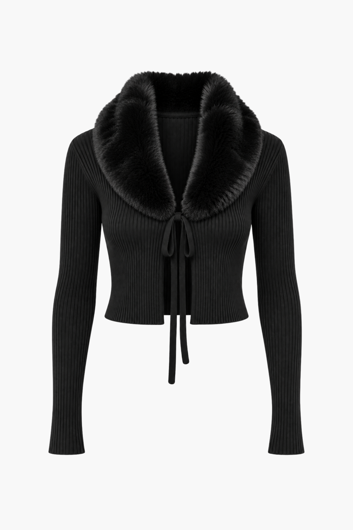 Megan Faux Fur Collared Cardigan - honey