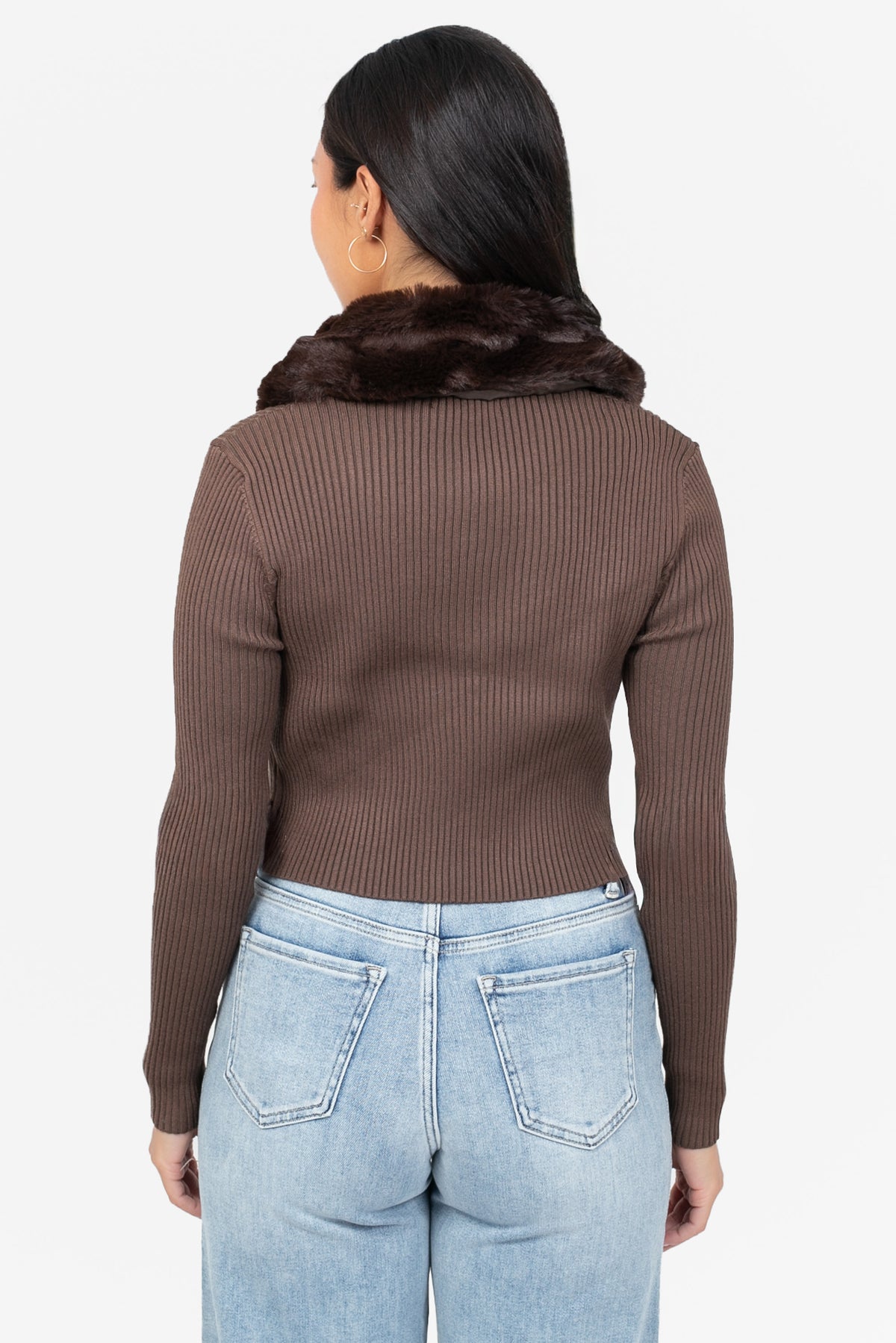 Megan Faux Fur Collared Cardigan