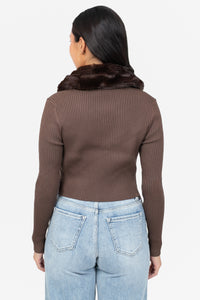 Megan Faux Fur Collared Cardigan