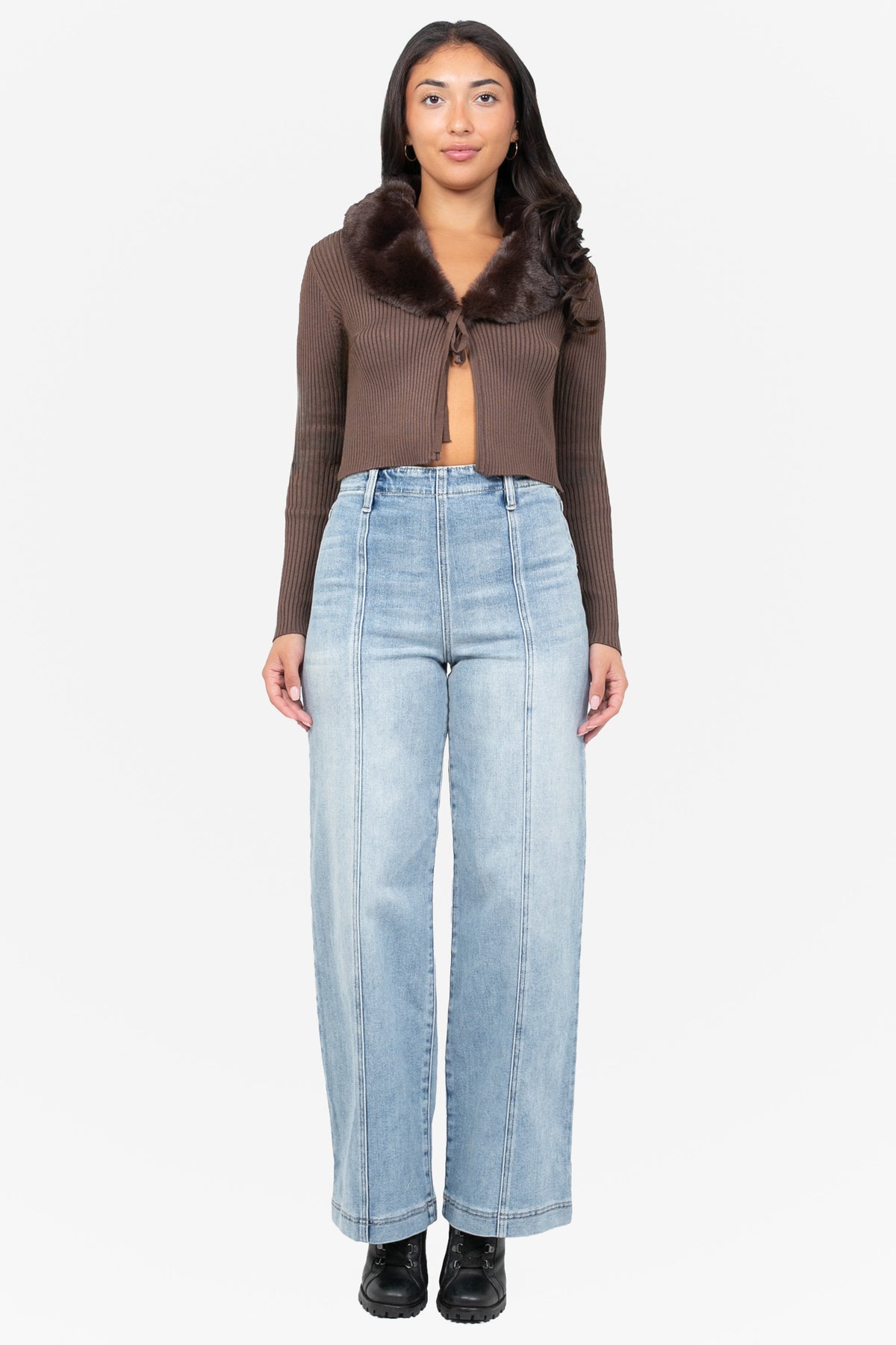Megan Faux Fur Collared Cardigan