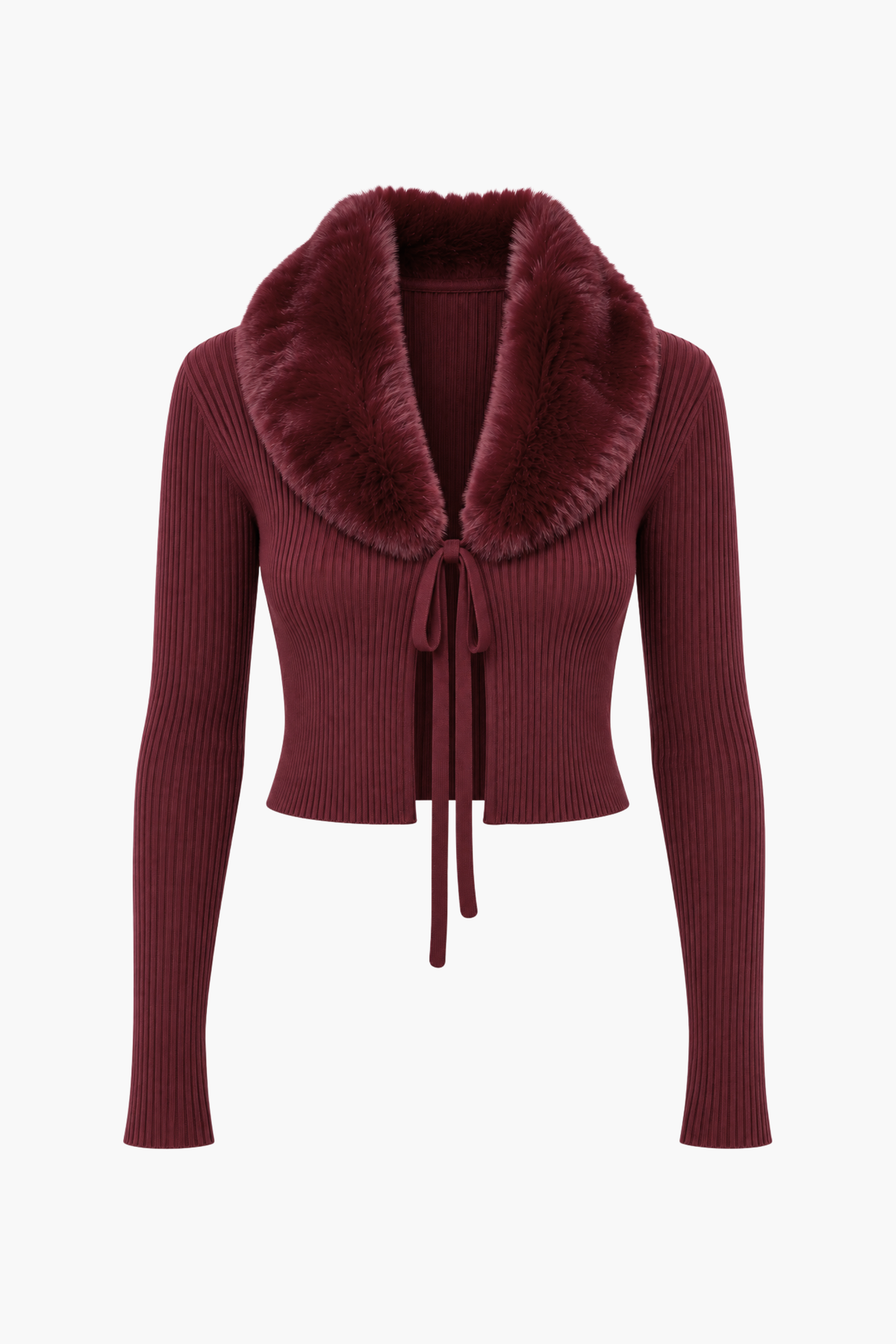 Megan Faux Fur Collared Cardigan - honey
