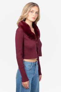 Megan Faux Fur Collared Cardigan