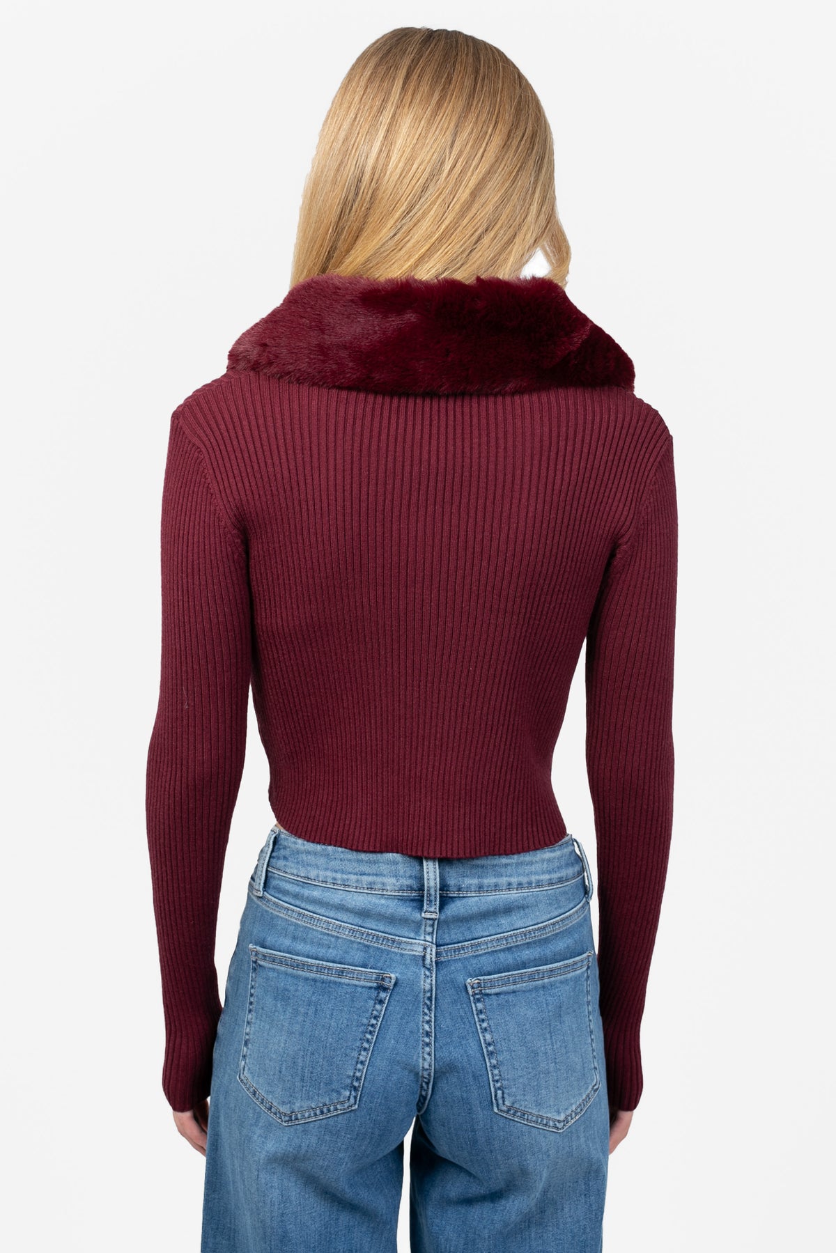 Megan Faux Fur Collared Cardigan