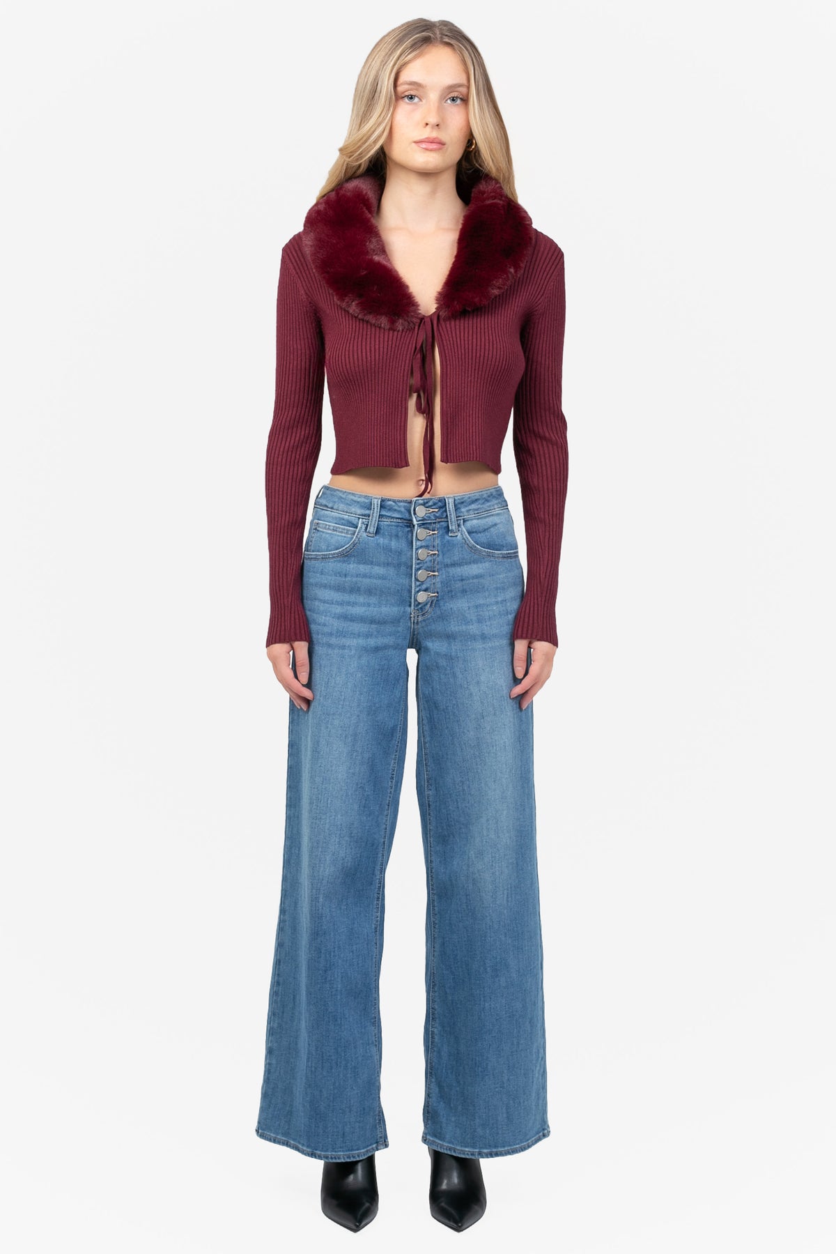Megan Faux Fur Collared Cardigan