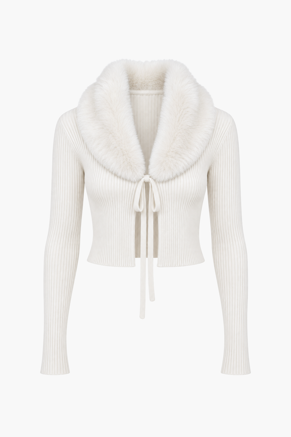 Megan Faux Fur Collared Cardigan - honey