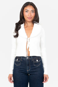 Megan Faux Fur Collared Cardigan