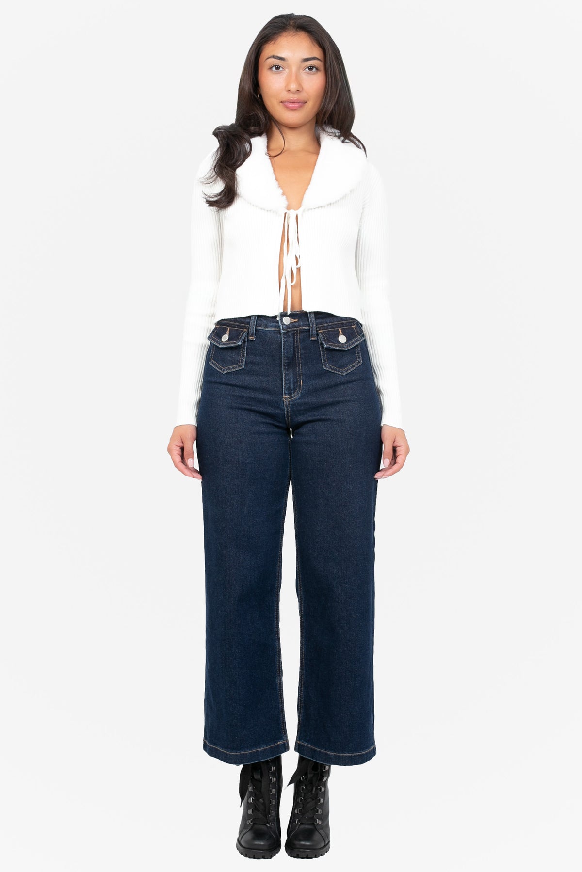 Megan Faux Fur Collared Cardigan