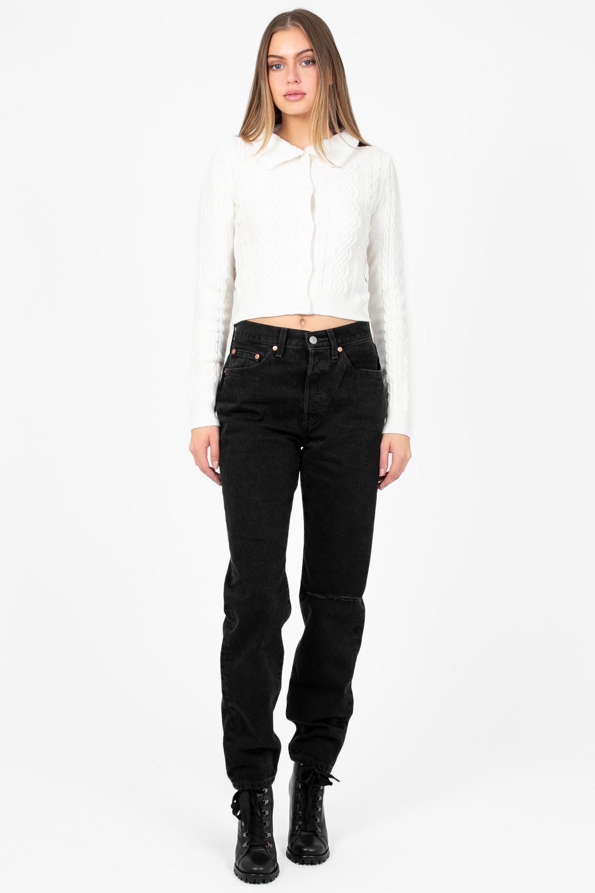 Becca Faux Fur Collared Cardigan - honey