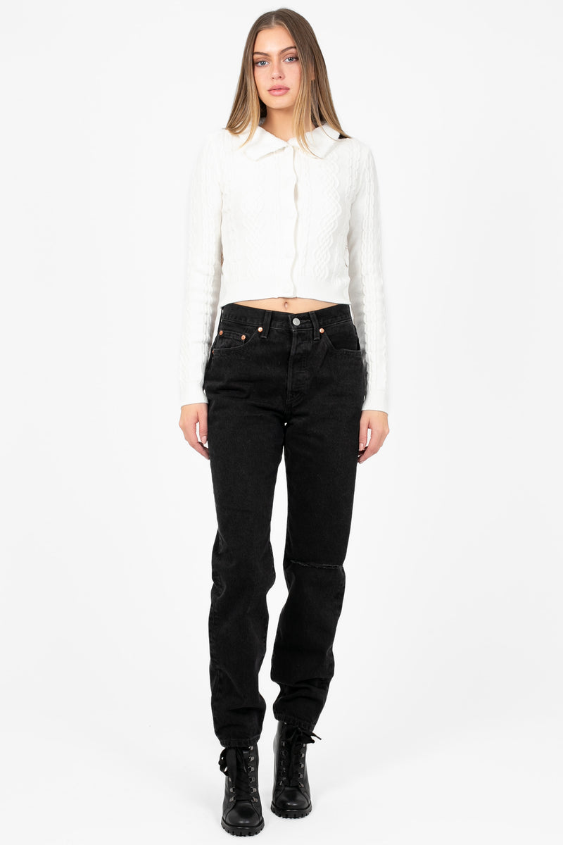 Becca Faux Fur Collared Cardigan - honey