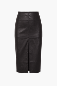 Bethany Leather Slit Midi Skirt - honey
