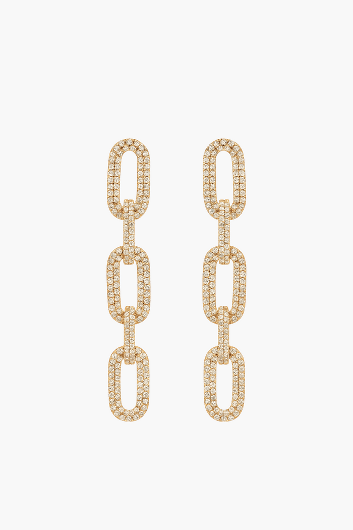 Rhinestone Chain Link Earrings - honey