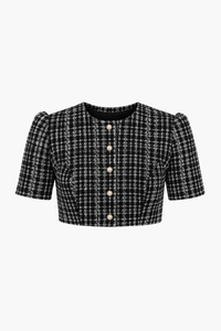 Jackie Cropped Tweed Top