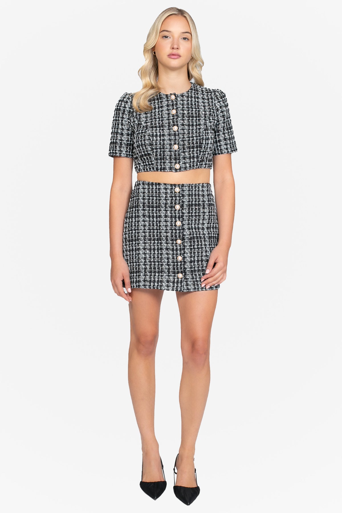Jackie Cropped Tweed Top
