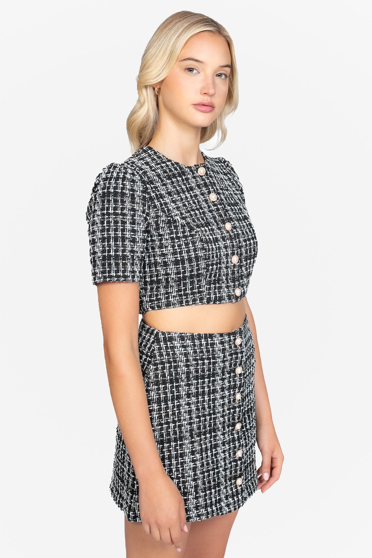 Jackie Cropped Tweed Top