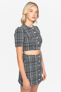 Jackie Cropped Tweed Top