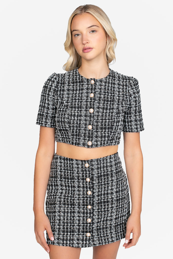 Jackie Cropped Tweed Top