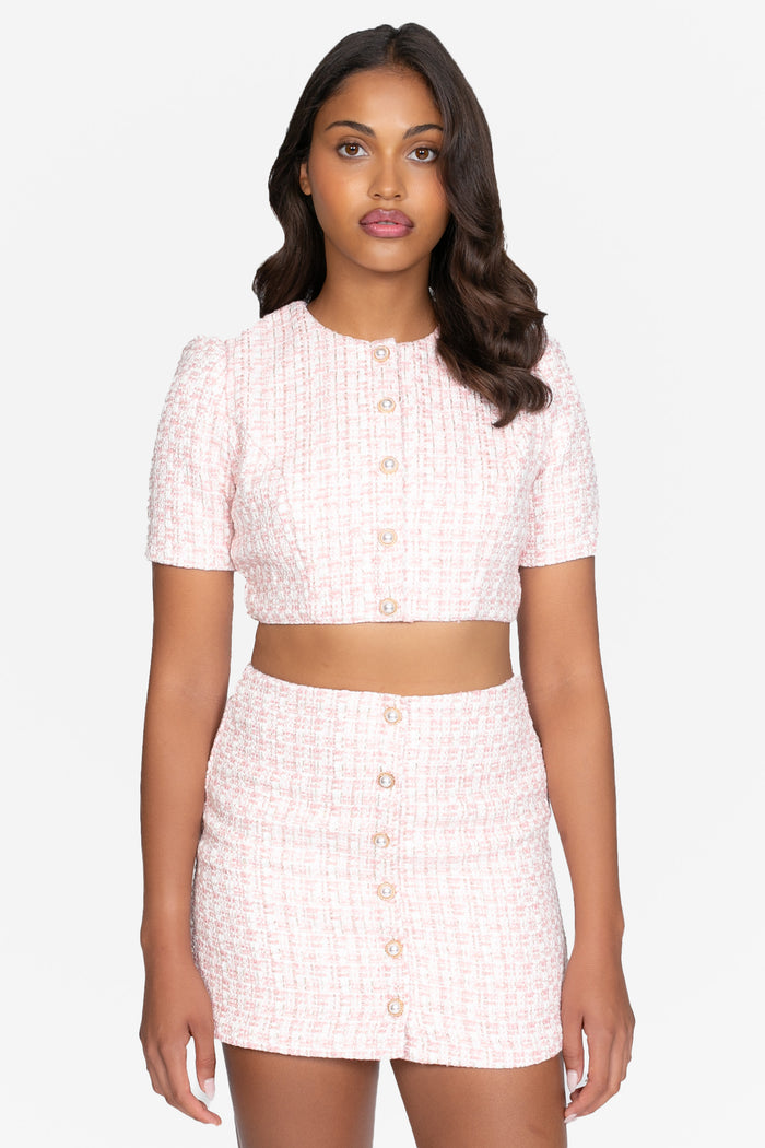 Jackie Cropped Tweed Top