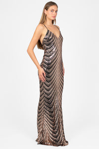 Lexia Sequin Maxi Gown - honey