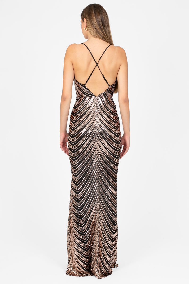 Lexia Sequin Maxi Gown - honey