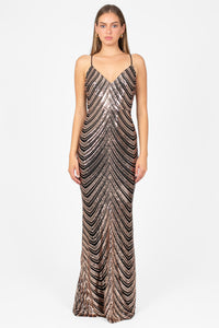 Lexia Sequin Maxi Gown - honey