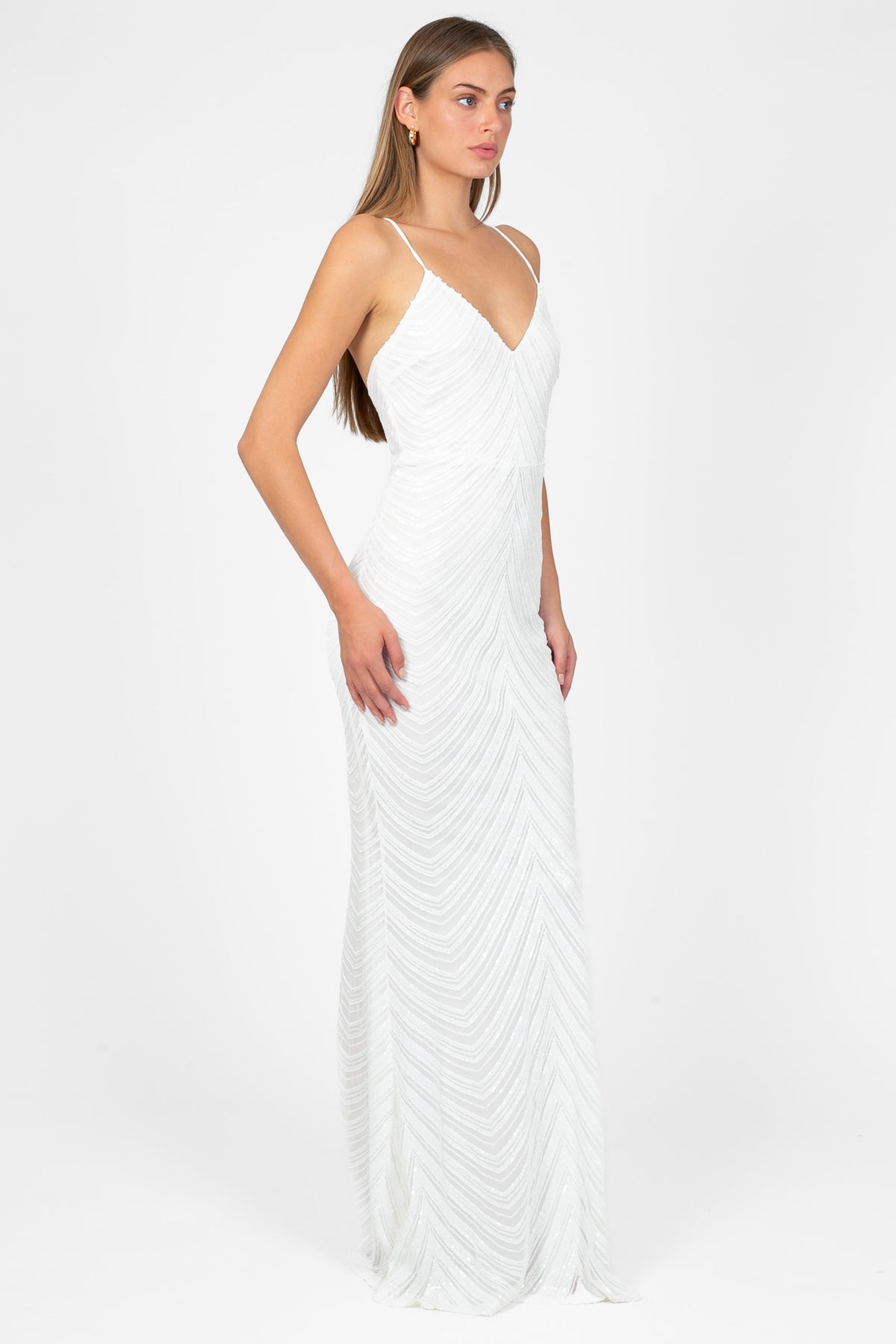 maxi white sequin dress Lexia Sequin Maxi Gown – honey