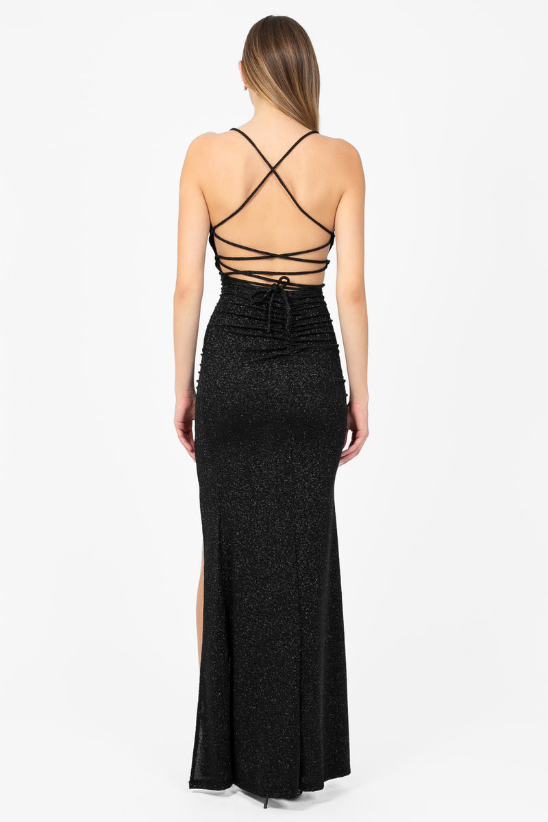 Sasha Glitter Maxi Dress - honey