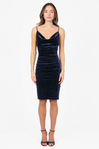 Makenna Shimmer Velvet Midi Dress - honey