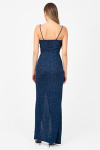 Bianca Side Ruched Shimmer Maxi Dress - honey