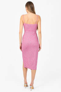 Tinsley Tulip Hem Shimmer Midi Dress - honey