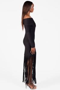 Aurelia Knit Fringe Midi Dress - honey