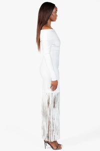 Aurelia Knit Fringe Midi Dress - honey