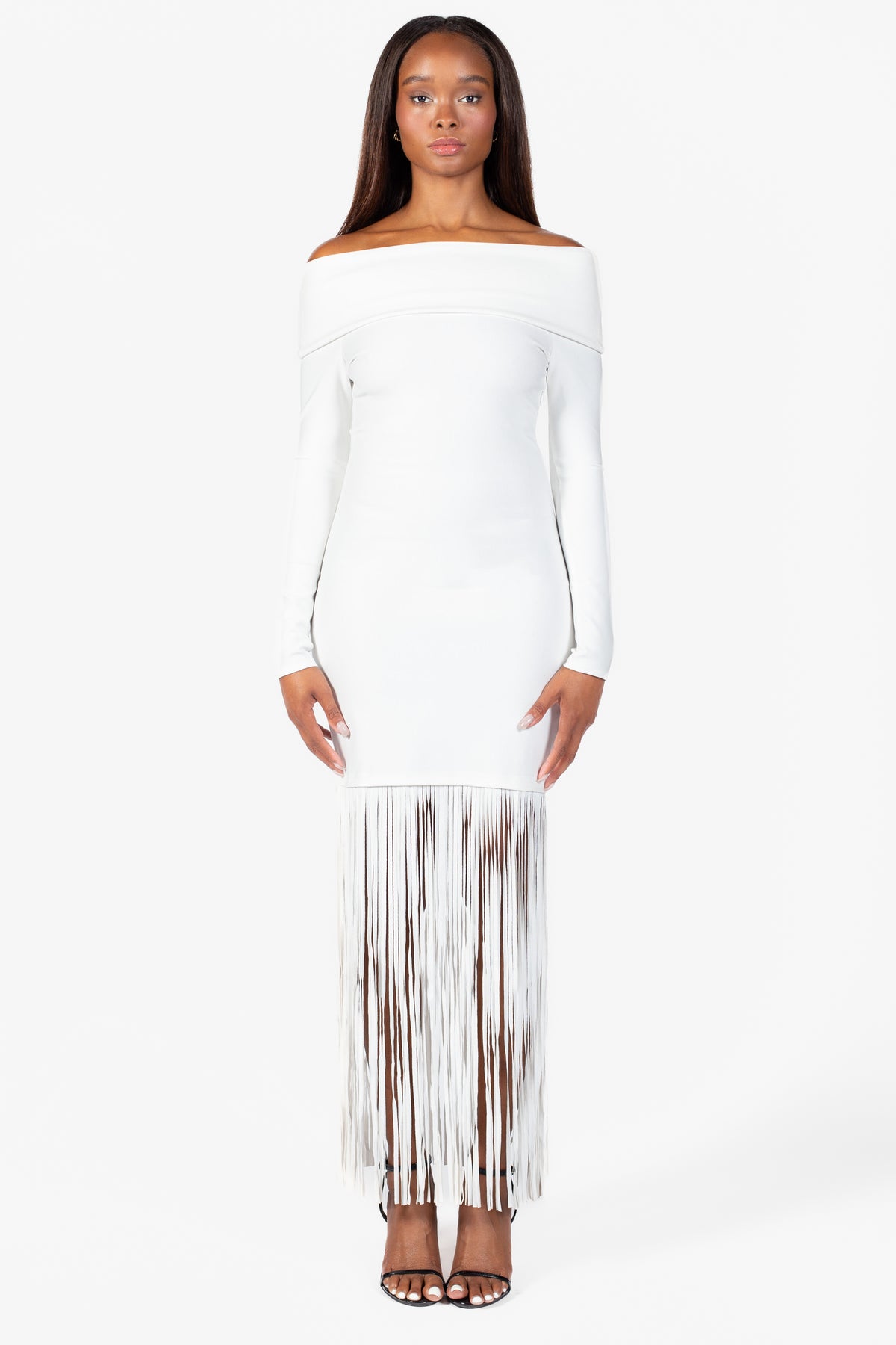 Aurelia Knit Fringe Midi Dress - honey